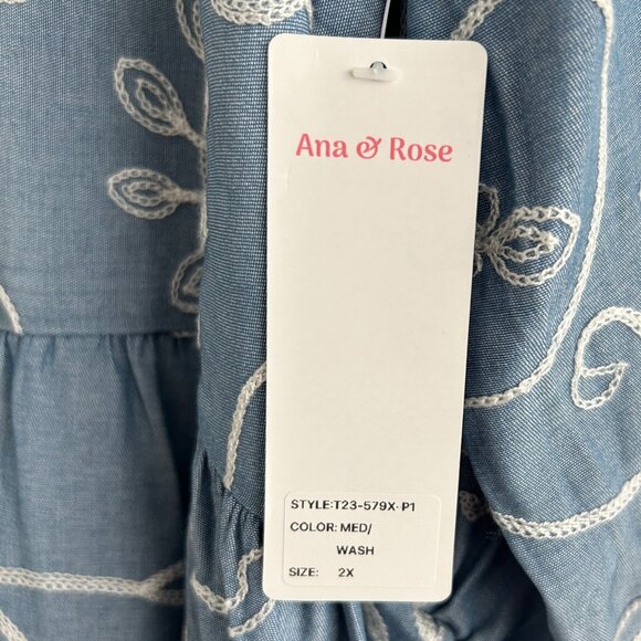 Ana & Rose Cherry Floral Embroidered Peplum Tunic Top NWT (2X) - Picture 13 of 14